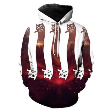 Space Cats Lines 3D Sweatshirt Hoodie Pullover