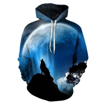 Moon Wolf 3D Sweatshirt, Hoodie, Pullover