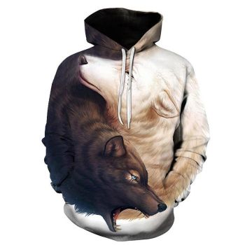 Ying Yang Wolf 3D Sweatshirt Hoodie Pullover