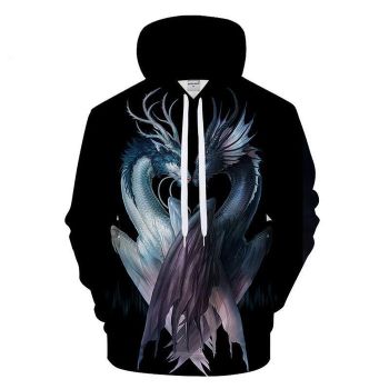 Ying Yang Dragon Black 3D Sweatshirt Hoodie Pullover