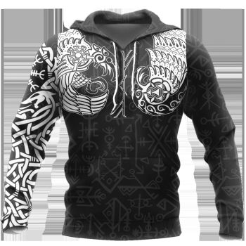 Gorgeous Black White Symbols Pattern Tattoo Hoodie