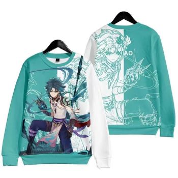 Beautiful Genshin Impact Xiao Anime Game Green White Sweatershirt