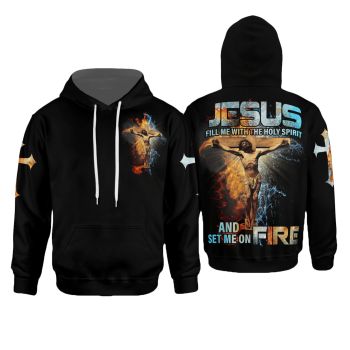  Precious Black Brown Crosses Pattern Jesus Hoodie