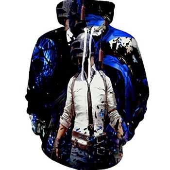 PUBG Hoodies &#8211; 3D Print Game Playerunknown&#8217;s Battlegrounds Dark Blue Pullover with Pockets