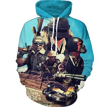 PUBG Hoodies &#8211; 3D Print Game Playerunknown&#8217;s Battlegrounds Navy Blue Pullover with Pockets