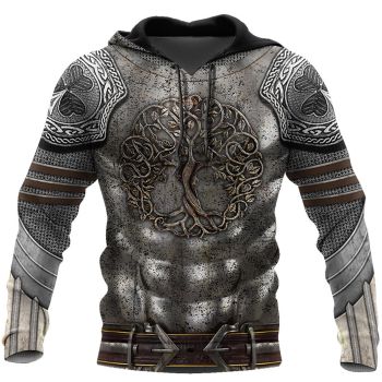Vintage  And Loose Brown Tree Pattern Armor Hoodie