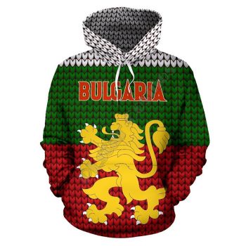 Loose And Fashion Green Red Wolf Pattern Tattoos Hoodie