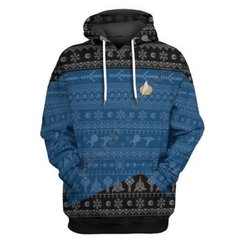  Classical And Elegance Blue Snow Pattern Christmas Hoodie