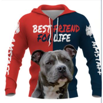  Classical  Red Blue Dog Pattern Animals Hoodie
