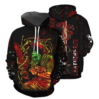  Elegance Black Rose Horror Characters Pattern Halloween Hoodie