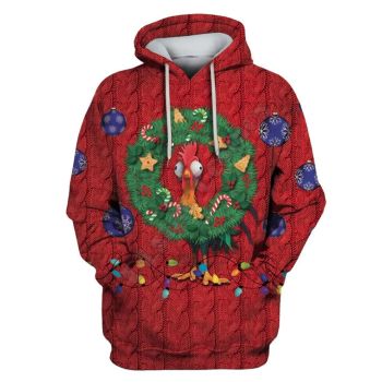  Loose And Fashion Red Bird Pattern Christmas Hoodie
