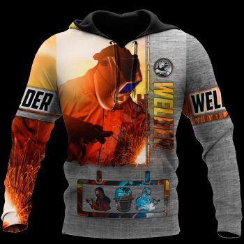  Generous And Beautiful Orange Welding Pattern Welding Hoodie