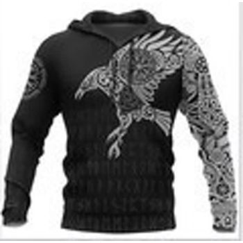 Vintage  Black Owl Pattern Tattoo Hoodie
