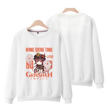 Comfortable Genshin Impact Hu Tao Anime White Hoodie