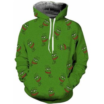 Precious Green Frog Pattern Bitcoin Hoodie