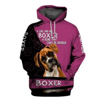  Temperament Black Pink Dog Pattern Animals Hoodie