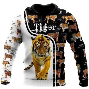 Street Style Black Tiger Pattern Animals Hoodie