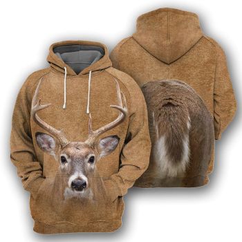  Classical And Elegance Brown Deer Pattern Animals Hoodie