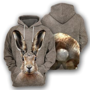  Temperament Brown Rabbit Pattern Animals Hoodie