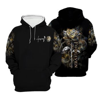  Cute Black Rose Alphabet Pattern Jesus Hoodie