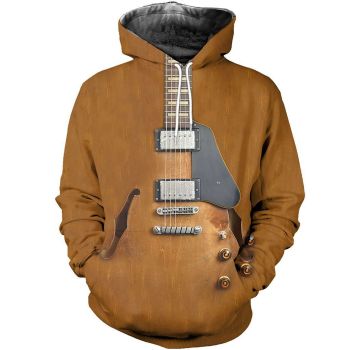 Gorgeous Brown Strings Pattern Music Hoodie