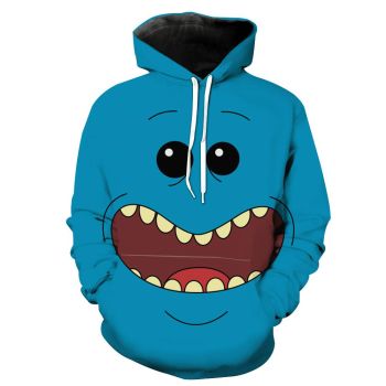 Rick and Morty Mr Meeseeks Face Hoodie &#8211; Mr. Meeseeks Blue Clothes