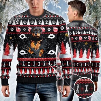 Rottweiler Dog Lovers Gift Baby In Pocket Ugly Sweater