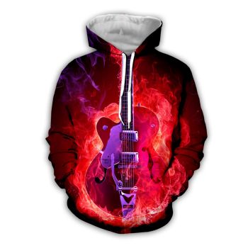 Classical  Red Guitar Pattern Music Hoodie