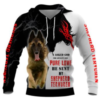 Loose And Gorgeous Black White Dog Pattern Animals Hoodie