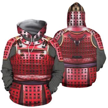  Loose And Fashion Red Blue Armor Pattern Armor Hoodie