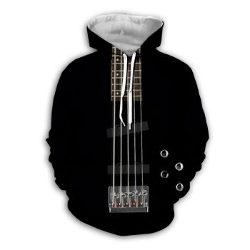 Popular And Vintage Black Strings Pattern Music Hoodie
