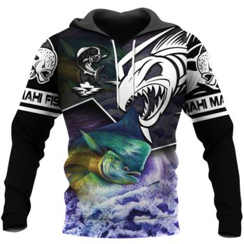 Street Style Black Blue Fish Pattern Animals Hoodie