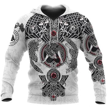 Oversize Black White Owl Pattern Tattoos Hoodie