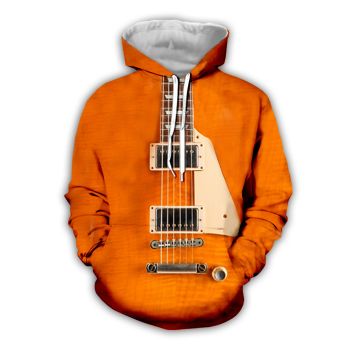  Generous And Beautiful Orange Guitar Pattern Guitar Hoodie