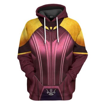 Oversize Red Yellow Totem Pattern Armor Hoodie