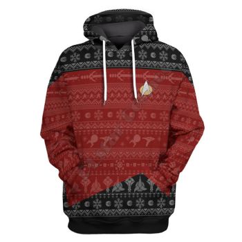  Street Style Red Snow Pattern Christmas Hoodie