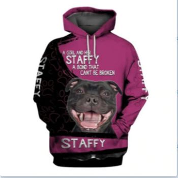  Fashion Pink Black Dog Pattern Animals Hoodie