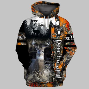 Vintage  Black Deer Pattern Animals Hoodie
