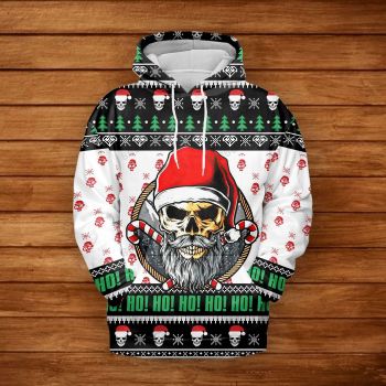 Skull Snowman Face Candy Christmas Hoodie