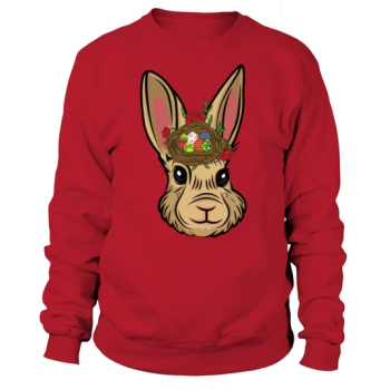 Easter Bunny Face Flower with Rabbit Easter Egg Sweatshirt