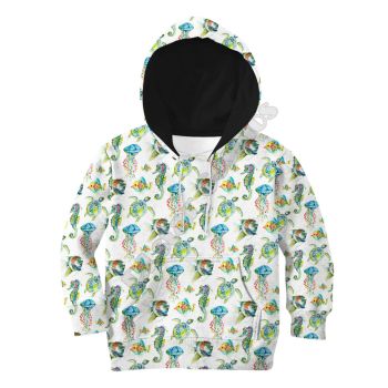 Cute Blue Turtles Pattern Animals Hoodie