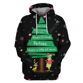  Vintage  Black Tree Pattern Christmas Hoodie