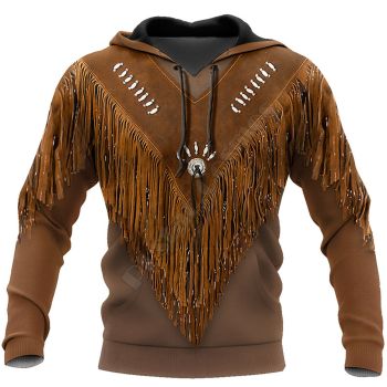 Loose Brown Tassels Pattern Indians Hoodie