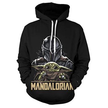 Star Wars Hoodies &#8211; Star Wars the Mandalorian Baby Yoda 3D Print Black Hooded Jumper with Pocket
