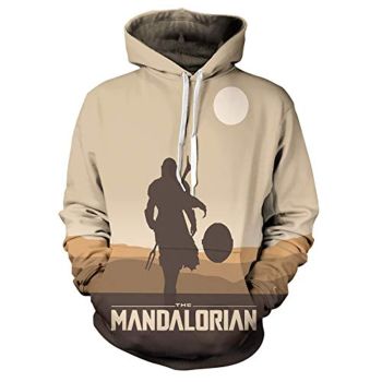 Star Wars Hoodies &#8211; Star Wars the Mandalorian Beige 3D Print Hooded Jumper with Pocket