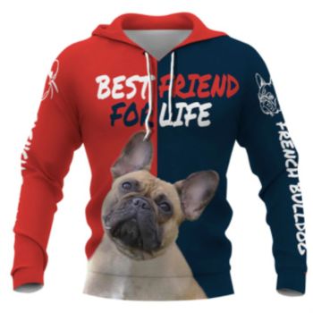  Gorgeous Red Blue Dog Pattern Animals Hoodie