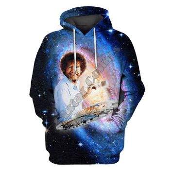 Temperament Blue Human Face Pattern Human Face Hoodie