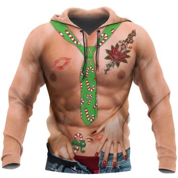 Fashion And Gorgeous Flesh Color Tie Pattern Christmas Hoodie