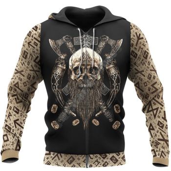 Vintage  Black Skull Pattern Tattoos Hoodie