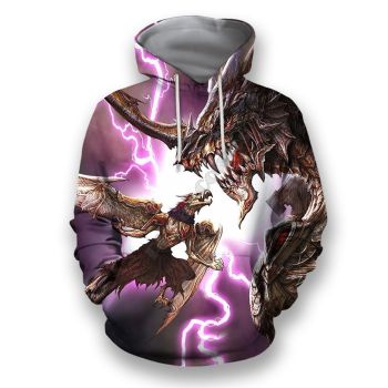 Temperament Purple Dragon Pattern Animals Hoodie